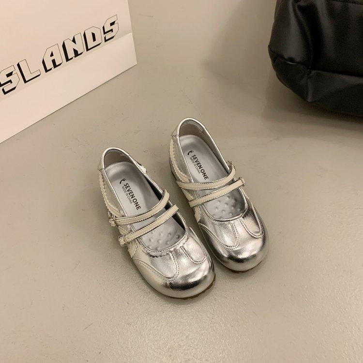 

6cm inner height increase in autumn 2025 new ballet lace double buckle with round head inner height increase Mary Jane shoes women 40