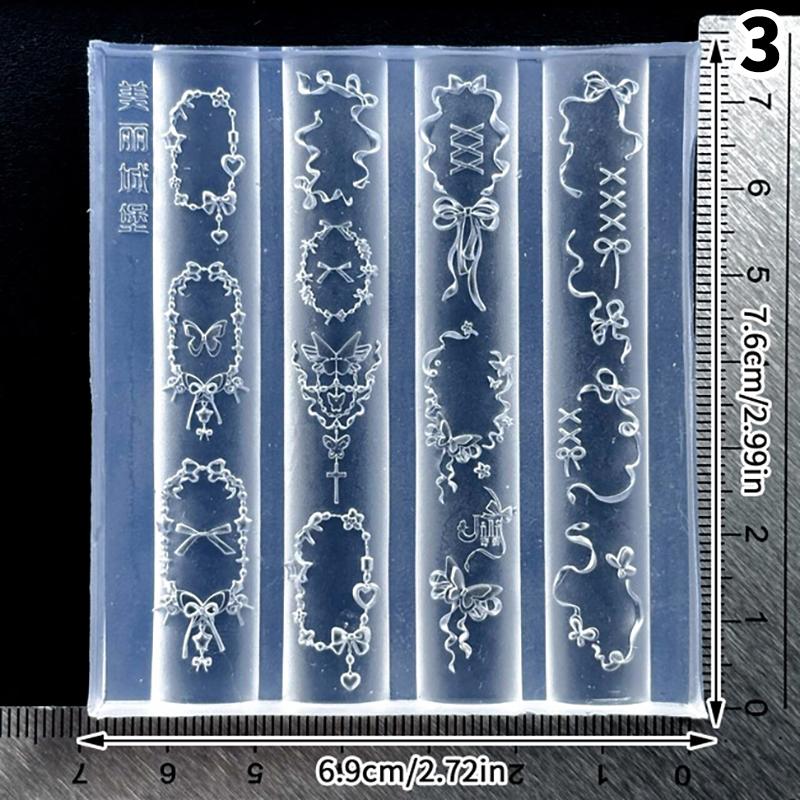 3D Silicone Monstera Leaf Nail Carving Mold Acrylic Bird Ribbon Stamping Template Nails Stencils Uv Gel Polish Diy Design Charm