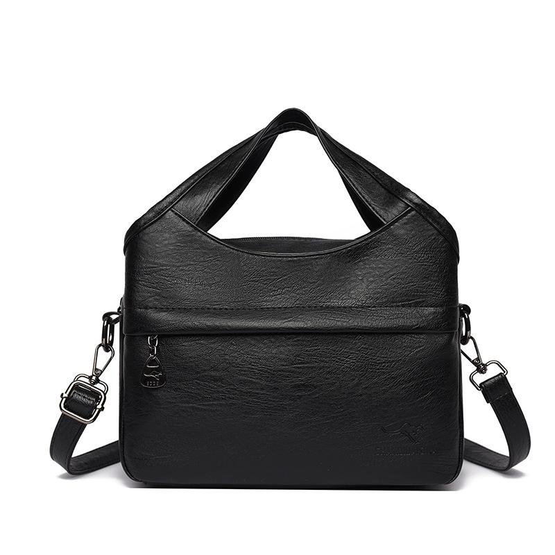 Retro Large Capacity Shoulder Bag Solid Color Messenger Bag PU Commuter Bag