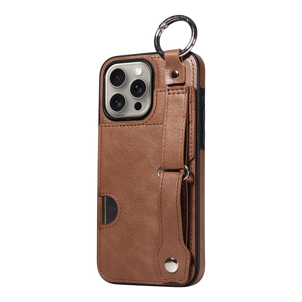 Wristband Ring Holder Cards Solt Wallet Leather Case For iPhone 15 Pro Max 14 Plus 13 12 11 XS SE2022 Pocket Bag Kickstand Cover