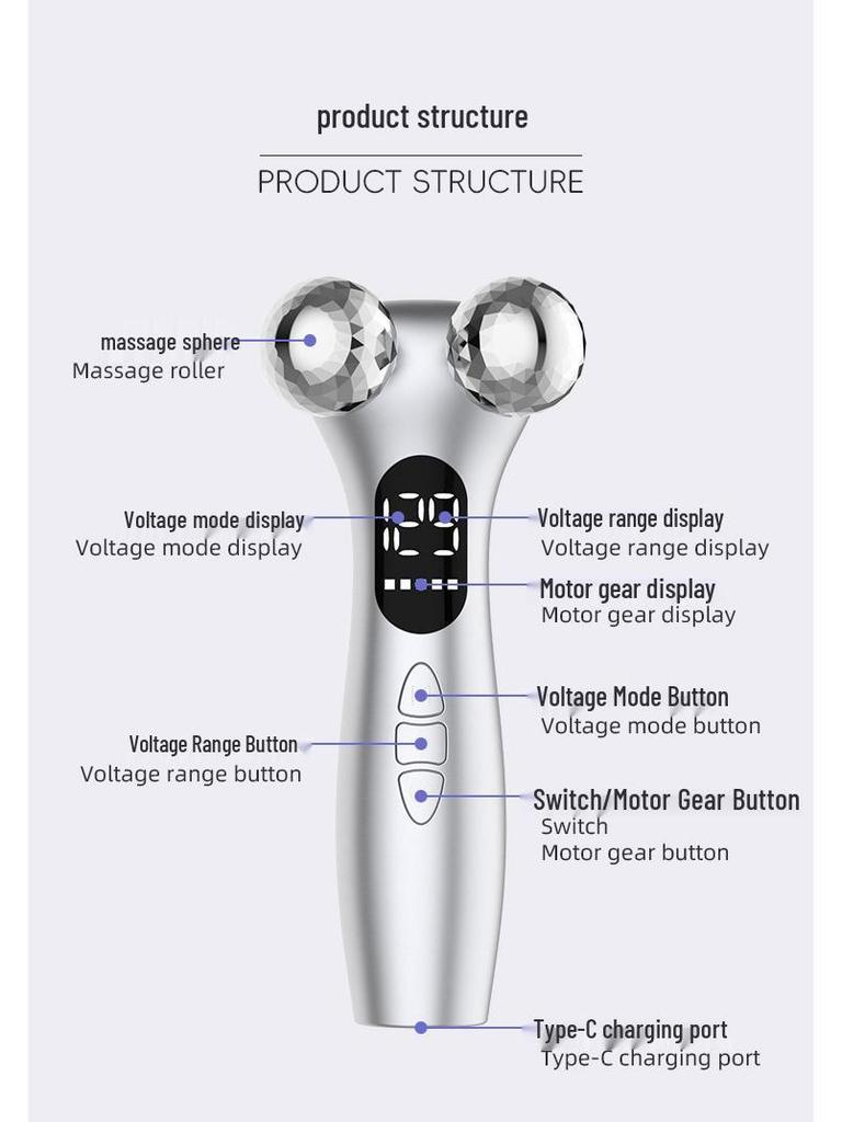 4D EMS Roller Massager & 3D Sculpting Microcurrent Beauty Device for Home Use
