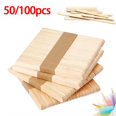 50/100pcs Ice Cream Sticks Wooden Popsicle Sticks Hand Crafts DIY Wooden Decoration BJL003