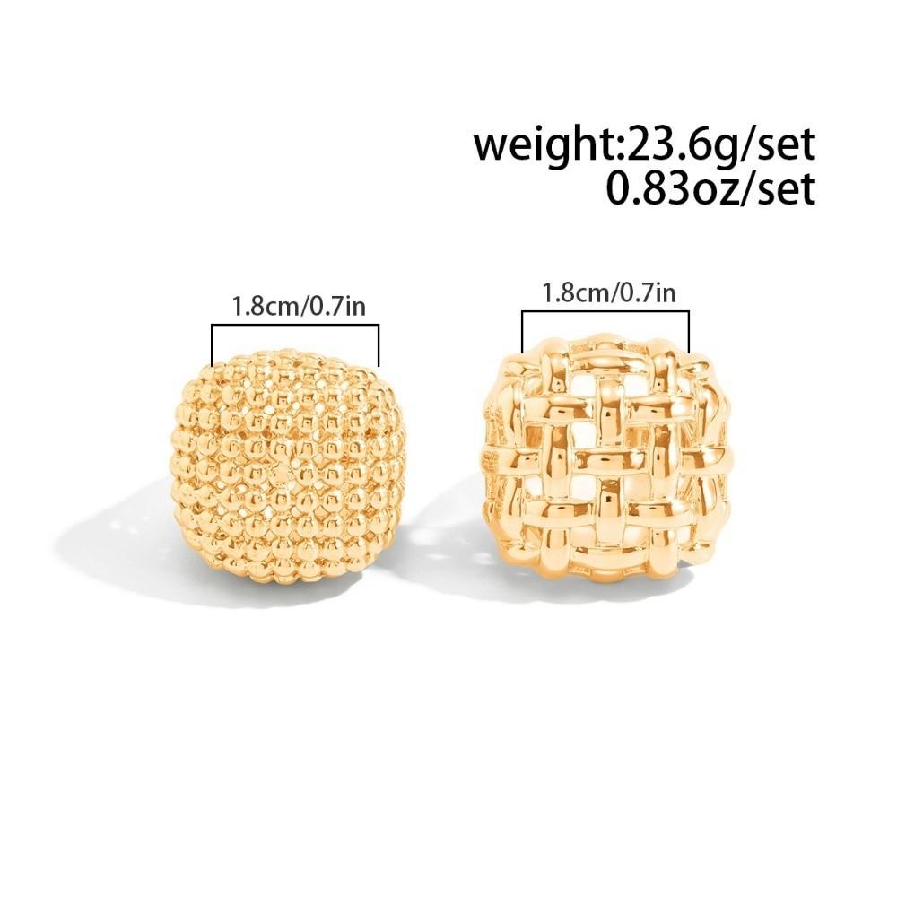 2pcs/set Alloy Hollowed-out Rings Geometric Braided Earring and Ring Set Open Rings Wedding Jewelry