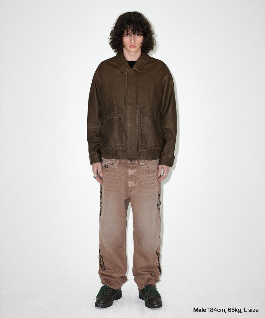 Mahagrid Washed Faux Leather Blouson Brown(Mg2Efmb940A)