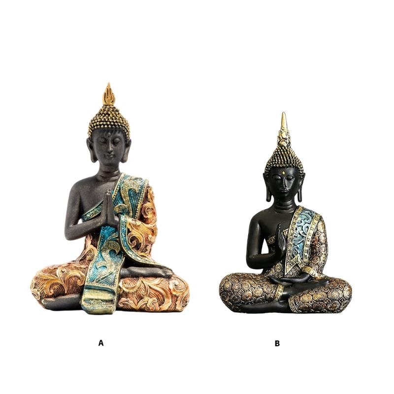 Thai Buddhist Sculpture Resin Craftsmanships Fengshui Decoration Piece Buddhas Statue For Indoor Spiritual Ambiances