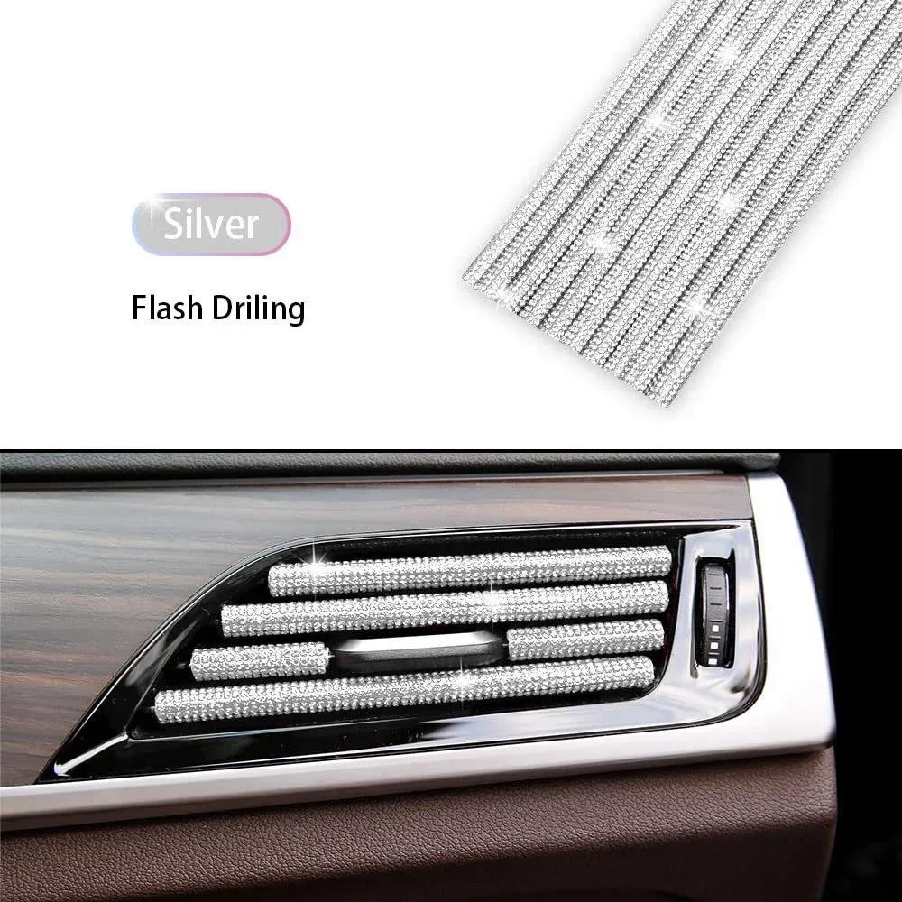 1/10Pcs Diamond Car Air Conditioner Outlet Strip Drill U Shape Rhinestone Clip Decoration Shiny Crystal Trim Strip Accessories