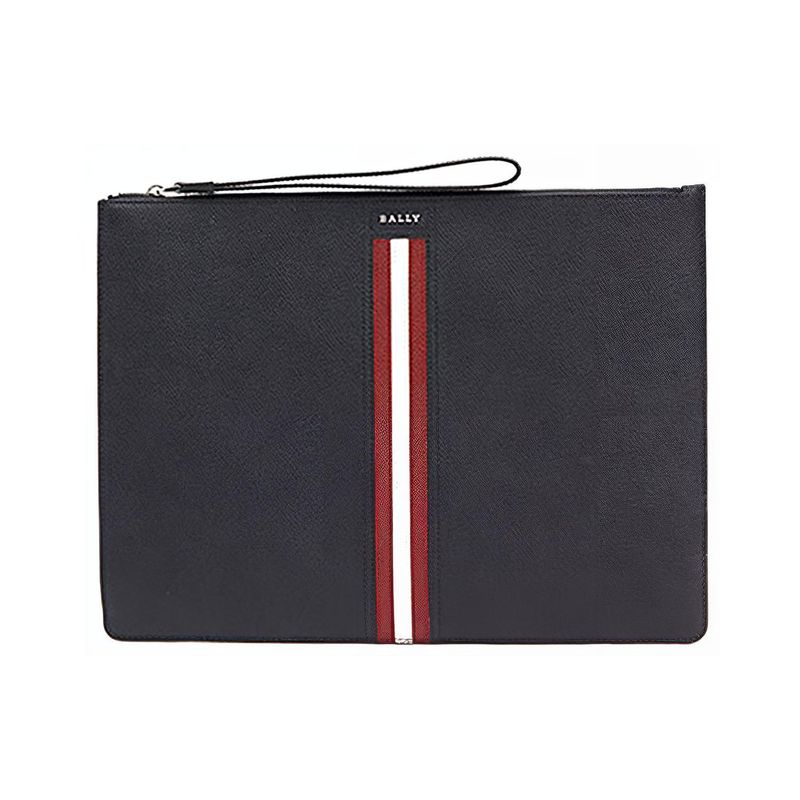 Bally Gestreifte Dekorierte Leder Clutch Herren Clutch Schwarz THALDEN-LT-10
