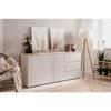 Buffet Capetown - Décor blanc brillant - Panneaux de particules - 3 portes - 3 étagères - 3 tiroirs - 179 x 80,5 x 40 cm