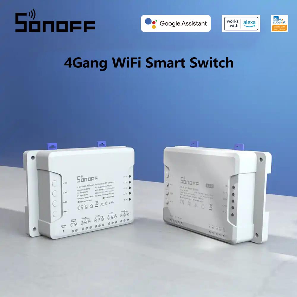 

Умный переключатель SONOFF 4CHR3, 4 группы, DIY Wi-Fi, умный модуль, беспроводной выключатель света, приложение eWeLink/голосовое управление, переключатель умного дома