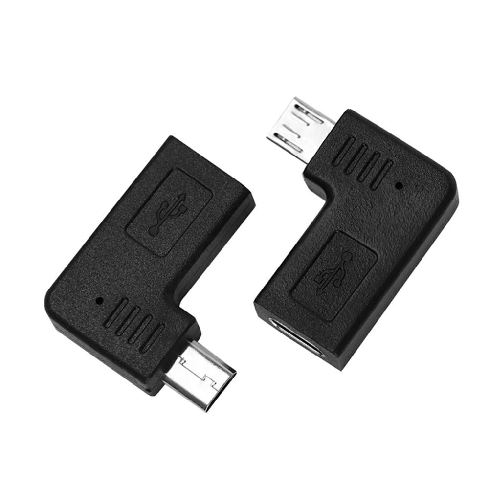 USB 2.0 USB-C data adapter female to Micro male 5-pin, 90 degree left and right angles