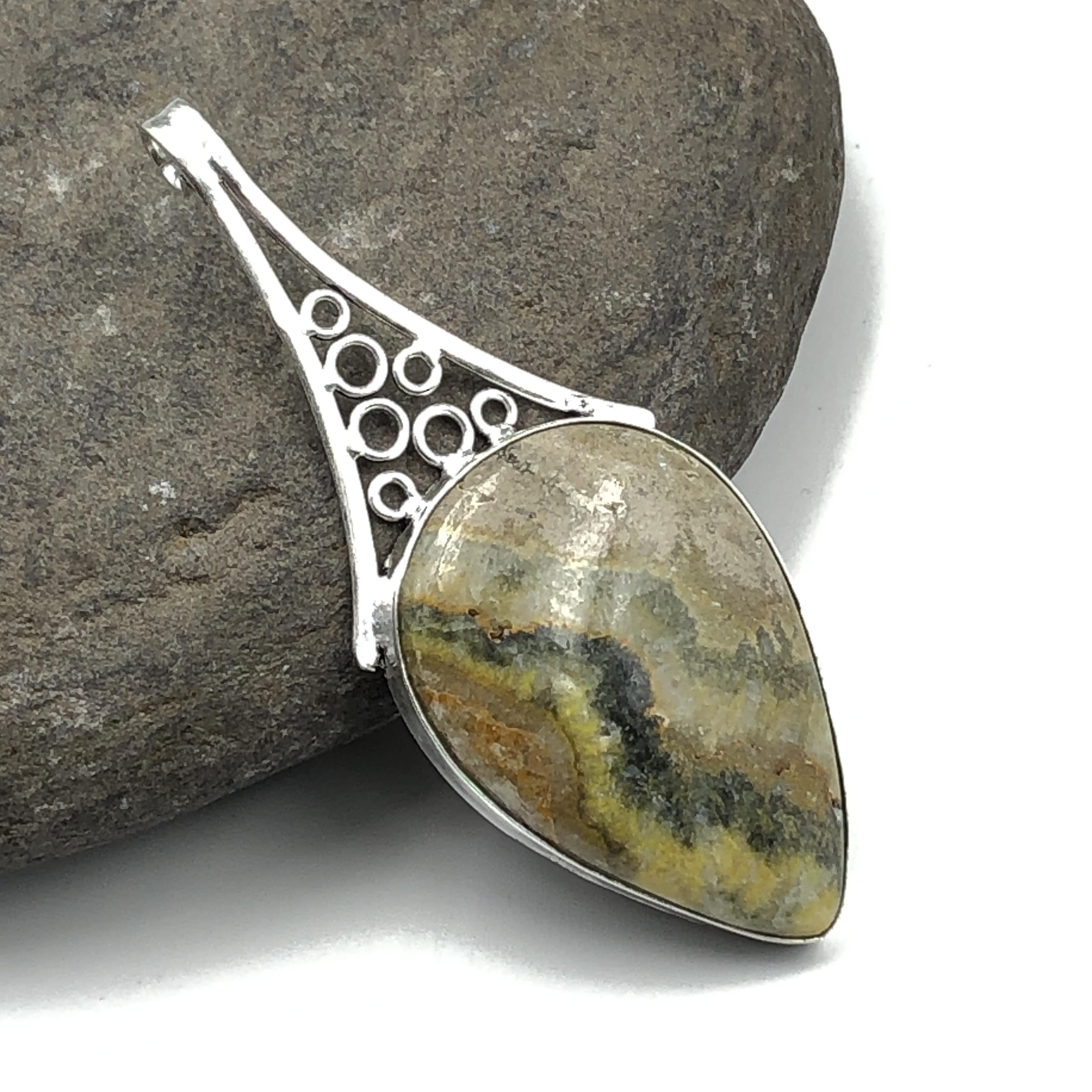 

Natural Bumblebee Jasper Gemstone 925 Sterling Silver Jewelry Pendant 3 AJP-460