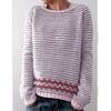Damen Rundhals Farbblock Lockerer Passform Pullover Strickpullover Geometrisch Street Style 2025