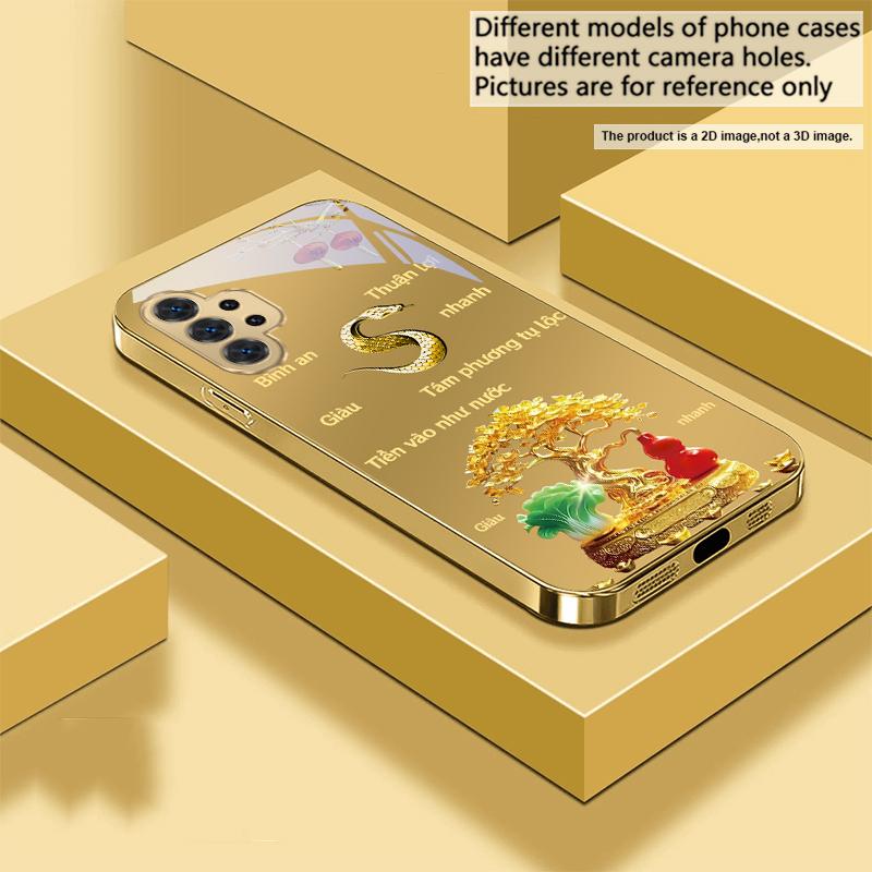 Gradient Golden Tiger For Samsung A 31 32 A33 A34 35 14 A15 13 A16 25 A26 50 52 53 54 55 56 70 71 72 73 Golden Glass Phone Case