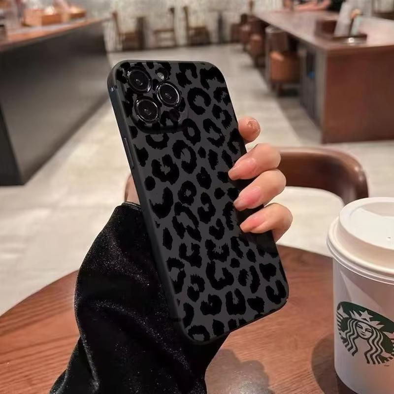 Black Leopard Print Trendy Phone Case For Samsung Galaxy S25 Ultra S26 S24 S23 FE S22 Plus S21 S20 A54 A55 A35 A15 Soft Cover