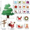 Wall Festive Christmas Decor Art Paper Cards Stickers Set With Pattern Tree