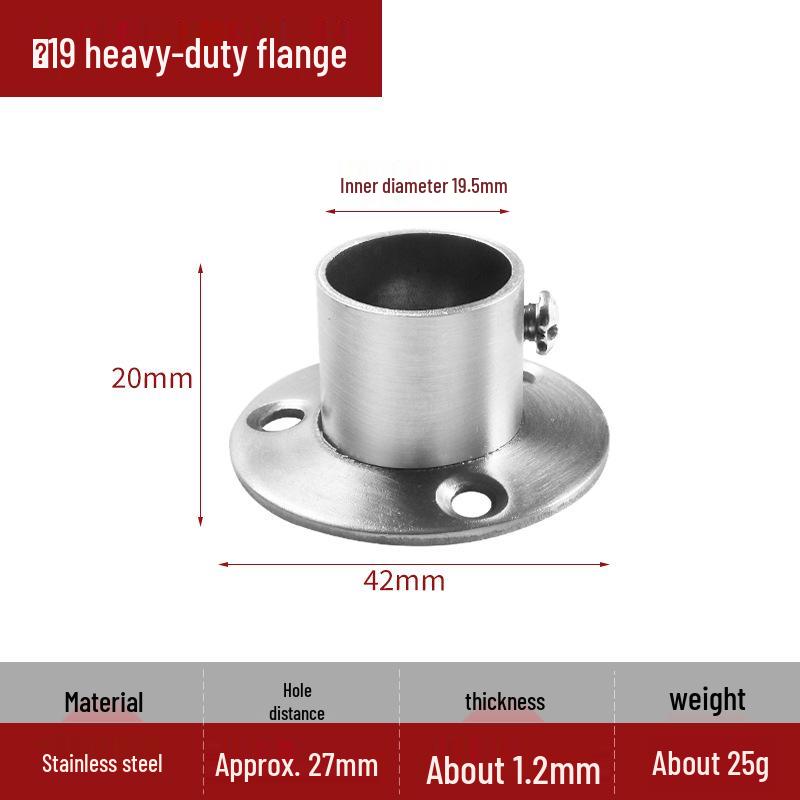 Stainless Steel Round Flange Base Wardrobe Clothes Rail Holder and Towel Rack Fixing Accessories.