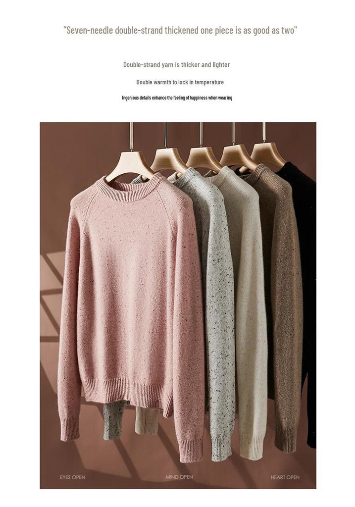 2025 Autumn/Winter Women's Polka Dot Cashmere Sweater with Raglan Sleeves
