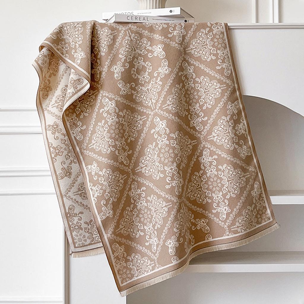 Luxury Brand Two-Sided Ethnic Style Scarf Imitation Cashmere Soft Warm Fringe Pashmina Shawl Winter Coldproof Windproof Blanket