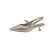 French Rhinestone with Shallow Mouth Thin Heel Bag Head Sandals Women's 2025 Summer Pointed Head Versatile Empty Single Shoes Commuting Versatile