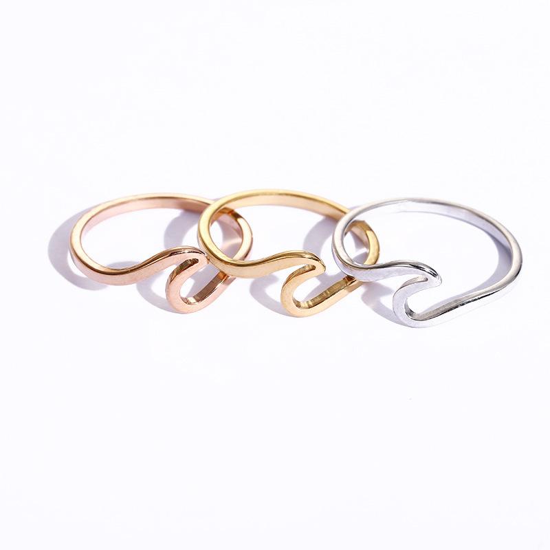 Roestvrij Staal Zee Goud Rose Goud Zilver Kleur Golf Ringen Oceaan Surf Vinger Sieraden Oceaan Surf Ring voor Vrouwen Surfer Cadeau