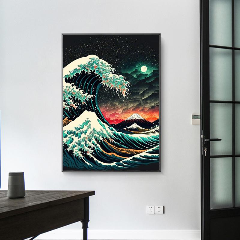Japan Wave Mountain Landscapes Canvas Paintings Posters and Prints Wall Art Pictures for Living Room Home Decoration