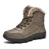 Outdoor Men's Fleece Lined Waterproof Cotton Snow Boots Winter Cotton Mountain Climbing Shoes Round Toe Mid Heel Boots Zapatos