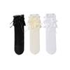 Lace Bow Socks for Women Spring and Summer, Thin Lolita Mid-calf White Ballet-style Mary Jane Pile Socks