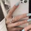 Fashion Copper Color Multilayer Ball Rings For Women Girls Minimalist Metal Geometric Lines Adjustable Finger Ring Jewelry Gifts