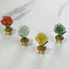 Mini Glass Rose Flower with Pot Colorful Rose Flower Ornaments Collectible Hand Blown Faux Crystal Flower Figurine for Mother's Day Birthday Table
