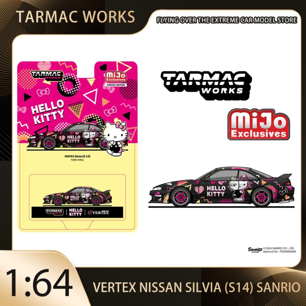 Tarmac Works 1:64 Vertex Nissan Silvia (S14) Sanrio T64G-018-HK  Alloy Premium Diecast Vehicle Model Toy Collectible Display