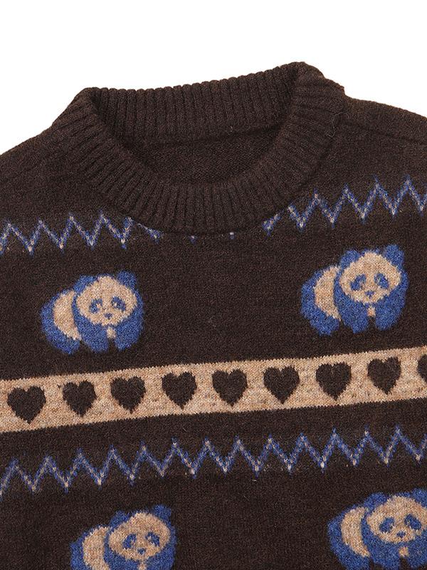 BBC EARTH W Panda Jacquard Sweater_Brown