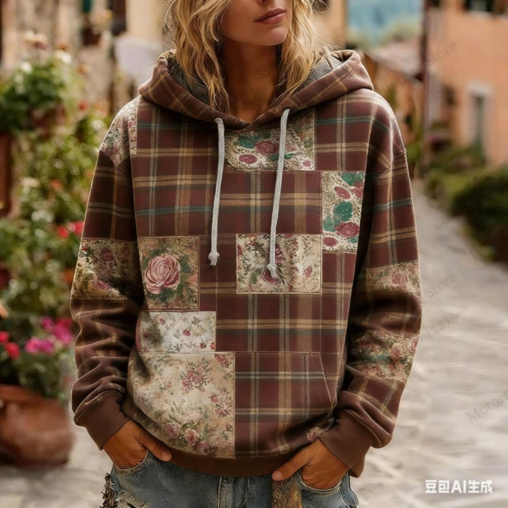 Retro Floral 3d Print Women's Hoodies European American Style Hoodie Women Fashion Casual Sweatshirt Women Clothes Top
