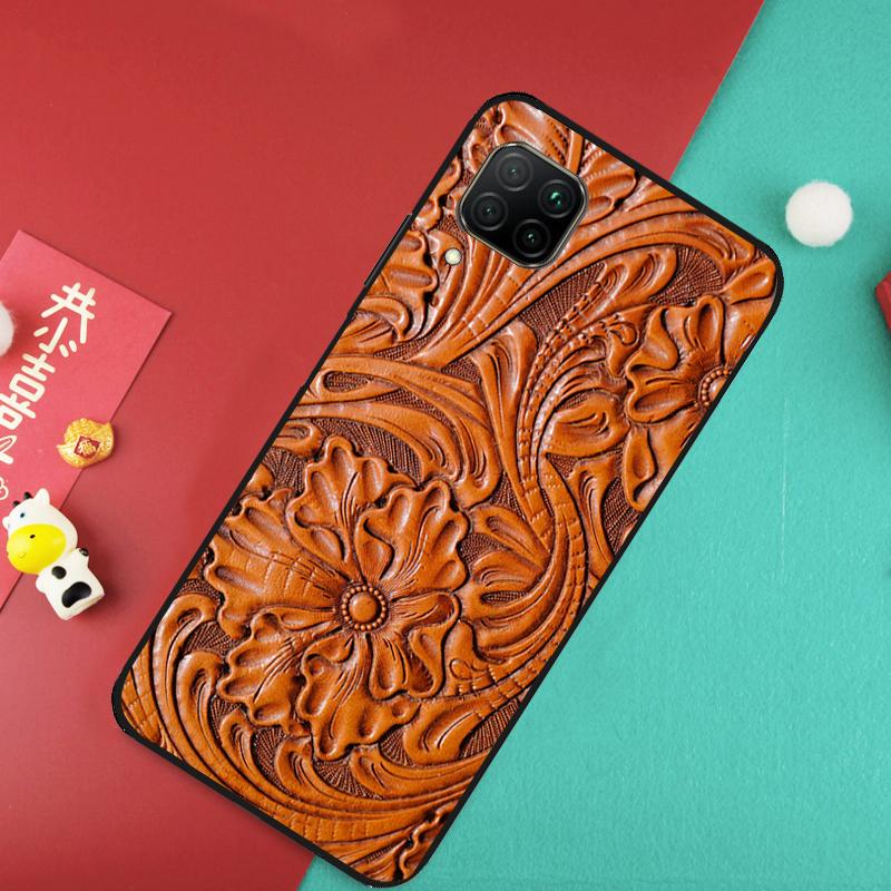 Brown Hand Tooled Western For Huawei Nova 9 10 SE 11 Pro 7i 8i 11i 12i Y73 Y72 Y61 Y91 Y90 Y70 Y60 P30 P40 Lite Case