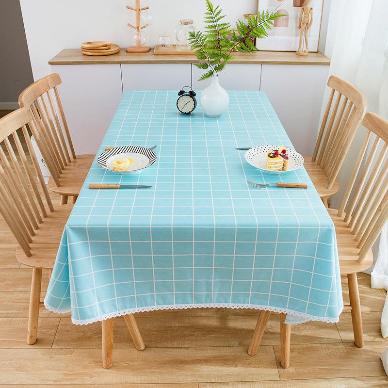 Ins Style Waterproof Wash-Free Plaid Tablecloth for Coffee and Dining Tables