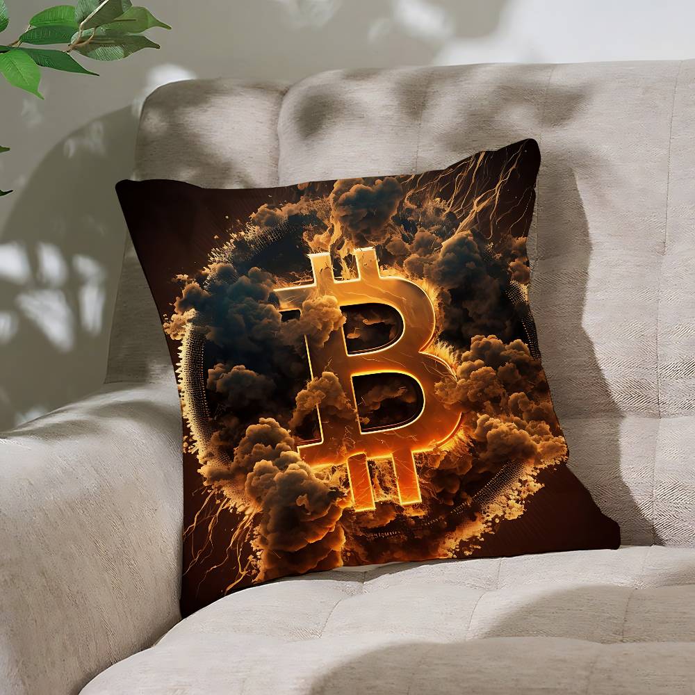 B-Bitcoin Pillow Case Throw Pillow Cover Nordic Vintage Style Cushion Covers Home Living Room Sofa Couch Seat