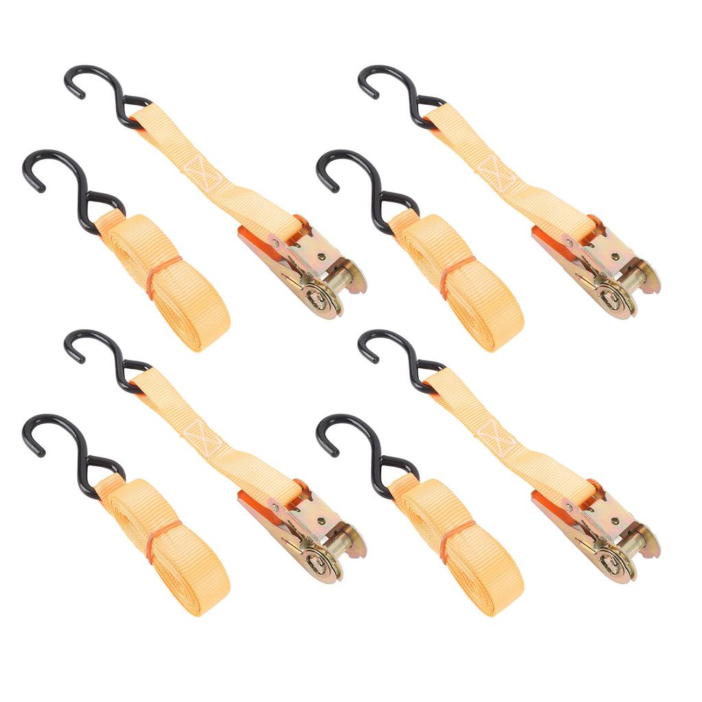 4 Sets Ratchet Strap 25mmx6m 300kg Working Load 600kg Break Strength J Hook Heavy Duty Tie Down