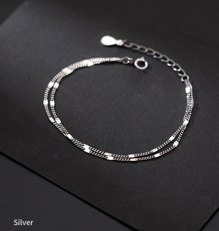 Stainless Steel Double-Layer Chain Bracelet For Women Simply Shiny Bracelet Korea Student Hand Accessories