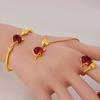 Gemstone Fox Copper Gold-Plated Jewelry Set: Includes Imitation Gold Bracelet, Necklace, and Ring for Women - Versatile Accessory Collection