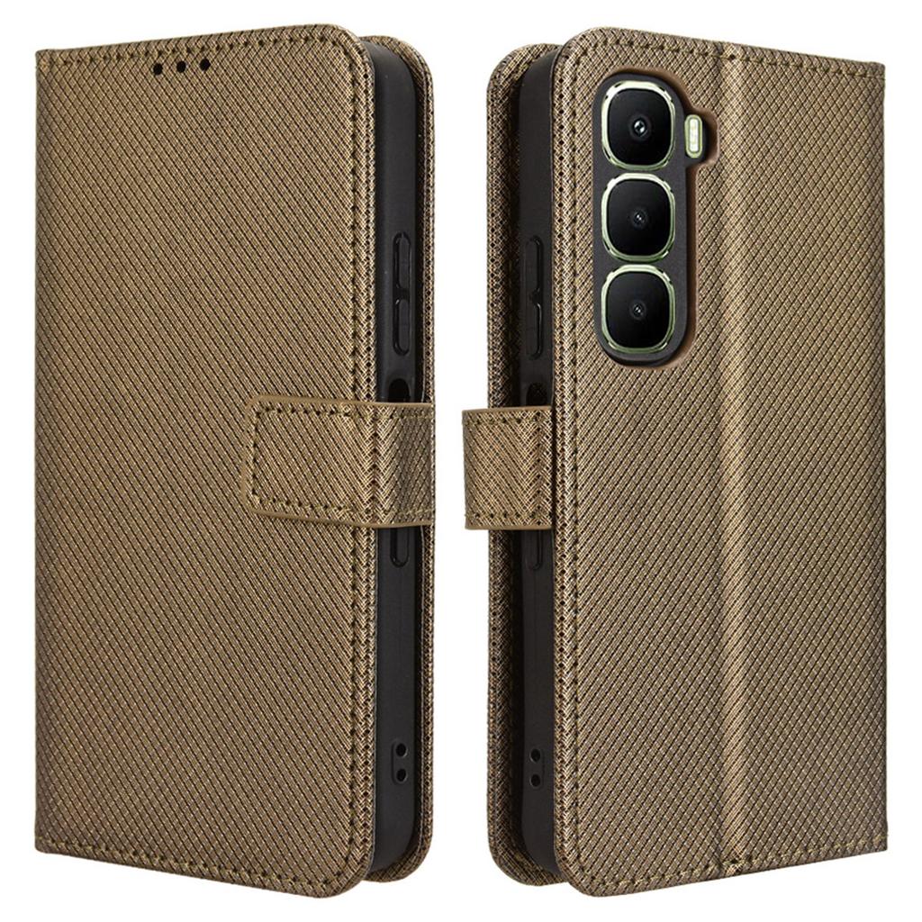 For Infinix Hot 60 5G/Hot 60i 4G Leather Wallet Case with Strap Diamond Texture Phone Cover
