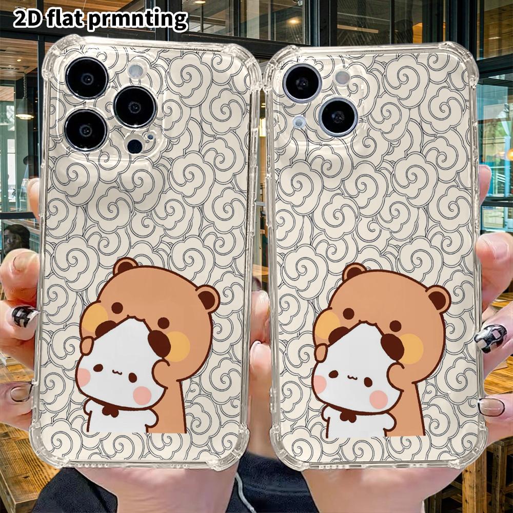 Phone Case: 2D Flat, Fits iPhone 18 17 16 15 14 13 Pro, Transparent Four Corner Protection Case, Couple Interactions, Christmas and Halloween Gifts