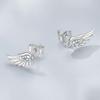 Fashion Zircon Wing Stud Earrings For Women Luxury Shiny Creative Angel Wings Silver Color Ear Studs Jewelry Gifts