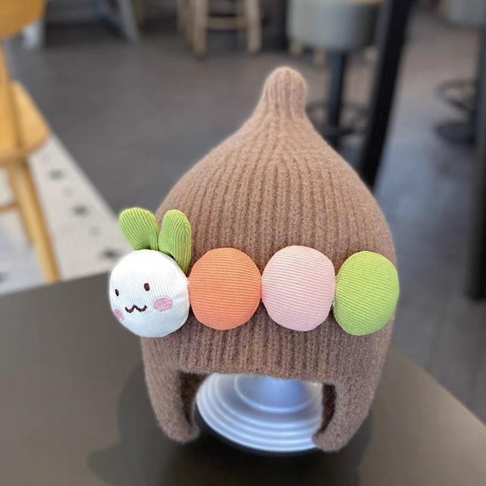 

Winter Warm Kids Beanie Cap Ear Protection Cartoon Knitted Hat New Baby Hooded Hat хакі