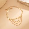 Simple Style Metal Sequins Stacked Anklet, Beach Vacation Fringed Chain Foot Decoration Anklet