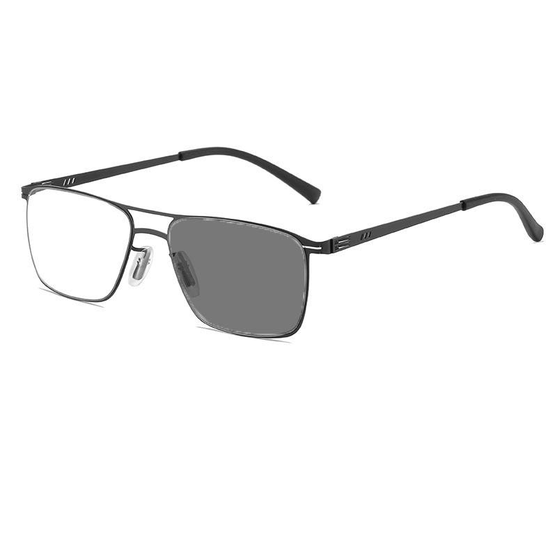 New Anti Blue Light Photochromic Metal Frame Reading Glasses High-definition Business High-end Color Changing Presbyopia Glasses