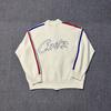 Street Style Embroidered Letter Zip-Up Sweater Loose Fit Teens Casual Wear