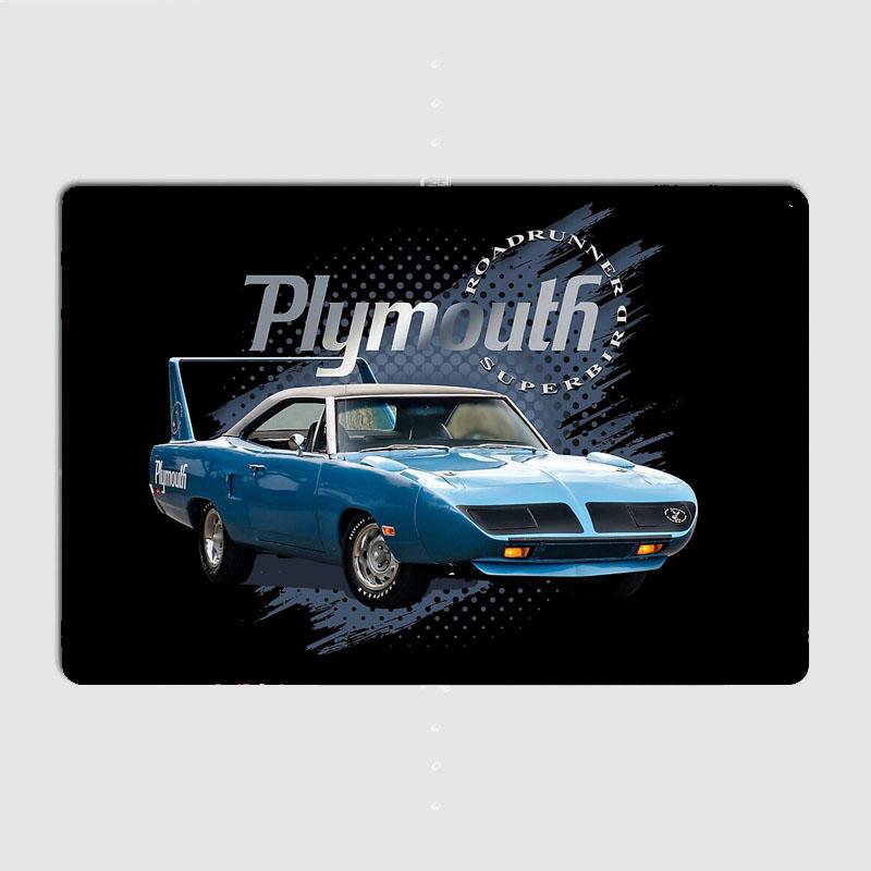 Classic Sports Car Plymouth Road Runner Muscle Car Superbird Retro Poster Metal Sign Garage Club Room Wall Decor Tin Home Decor