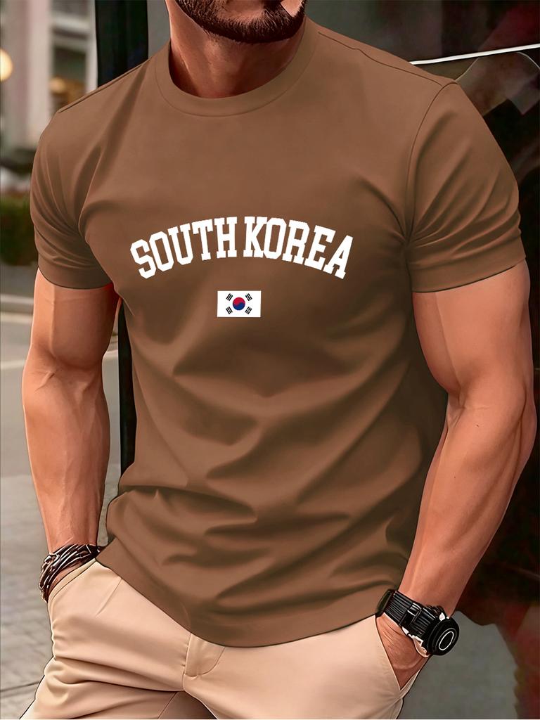 South Korea Flag Printing Mens TShirt Cotton Summer Comfortable Soft Tops Oversized ONeck Short Sleeve T Shirt Casual Clothes