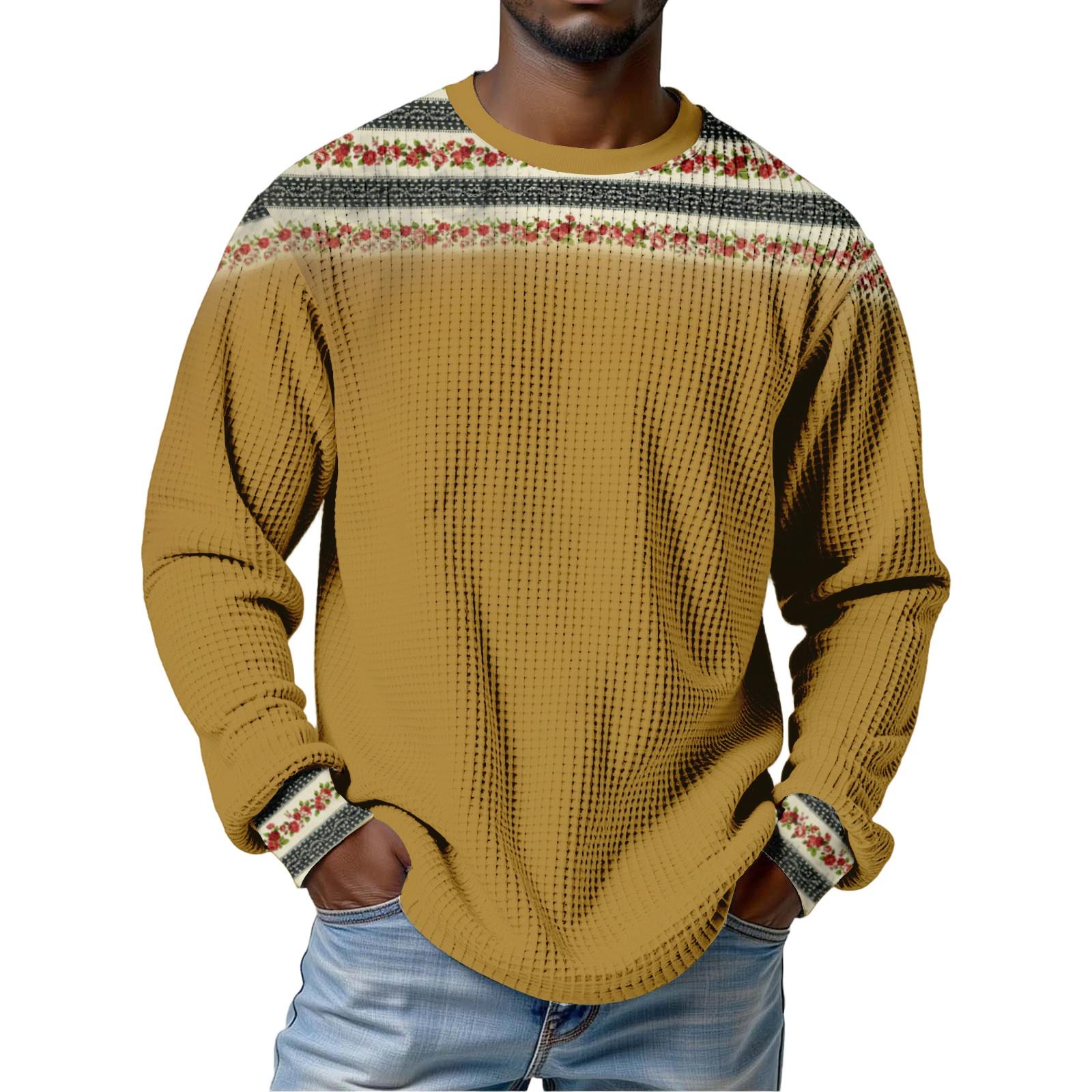 

Men s casual stylish retro texture printed shirt - Men s round-neck long-sleeve shirt XXL