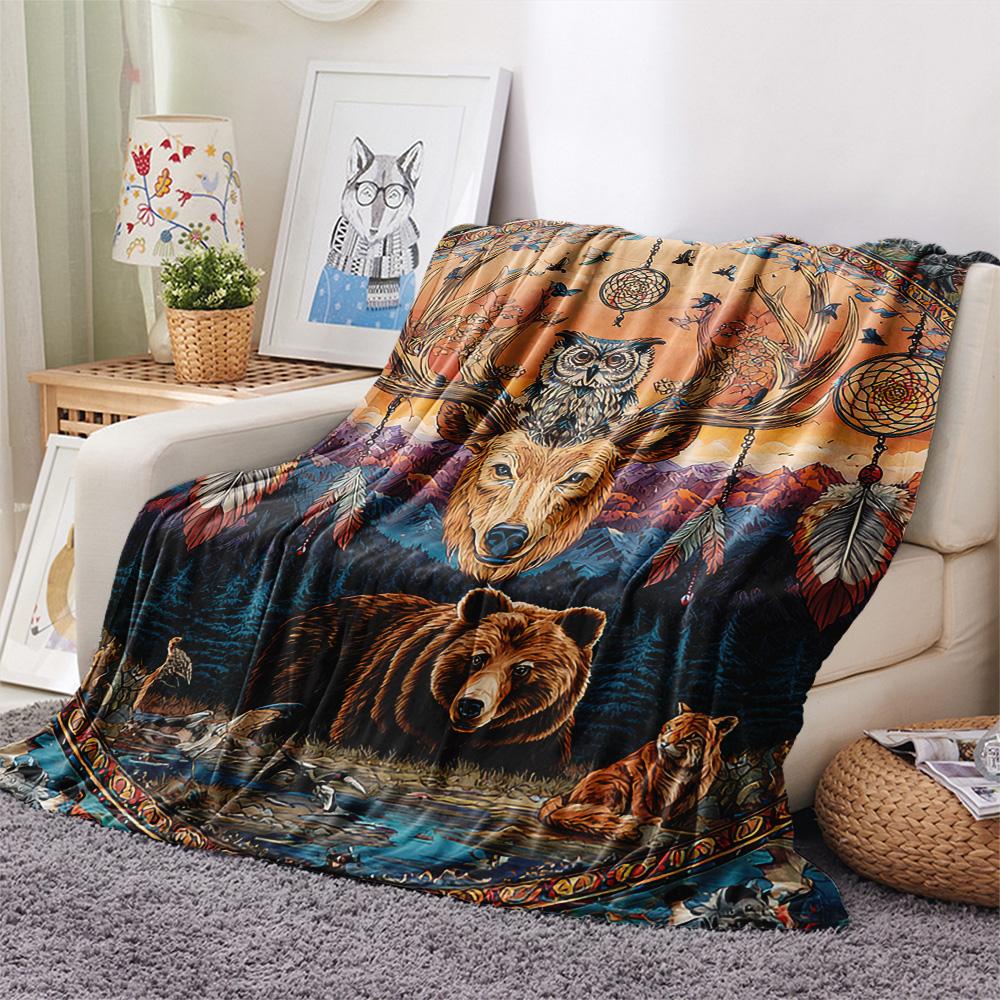 Deer Print Flannel Blanket, High quality Comfortable for All Seasons, Home Decor, Warmth and Comfort, Perfect for Christmas Gifts