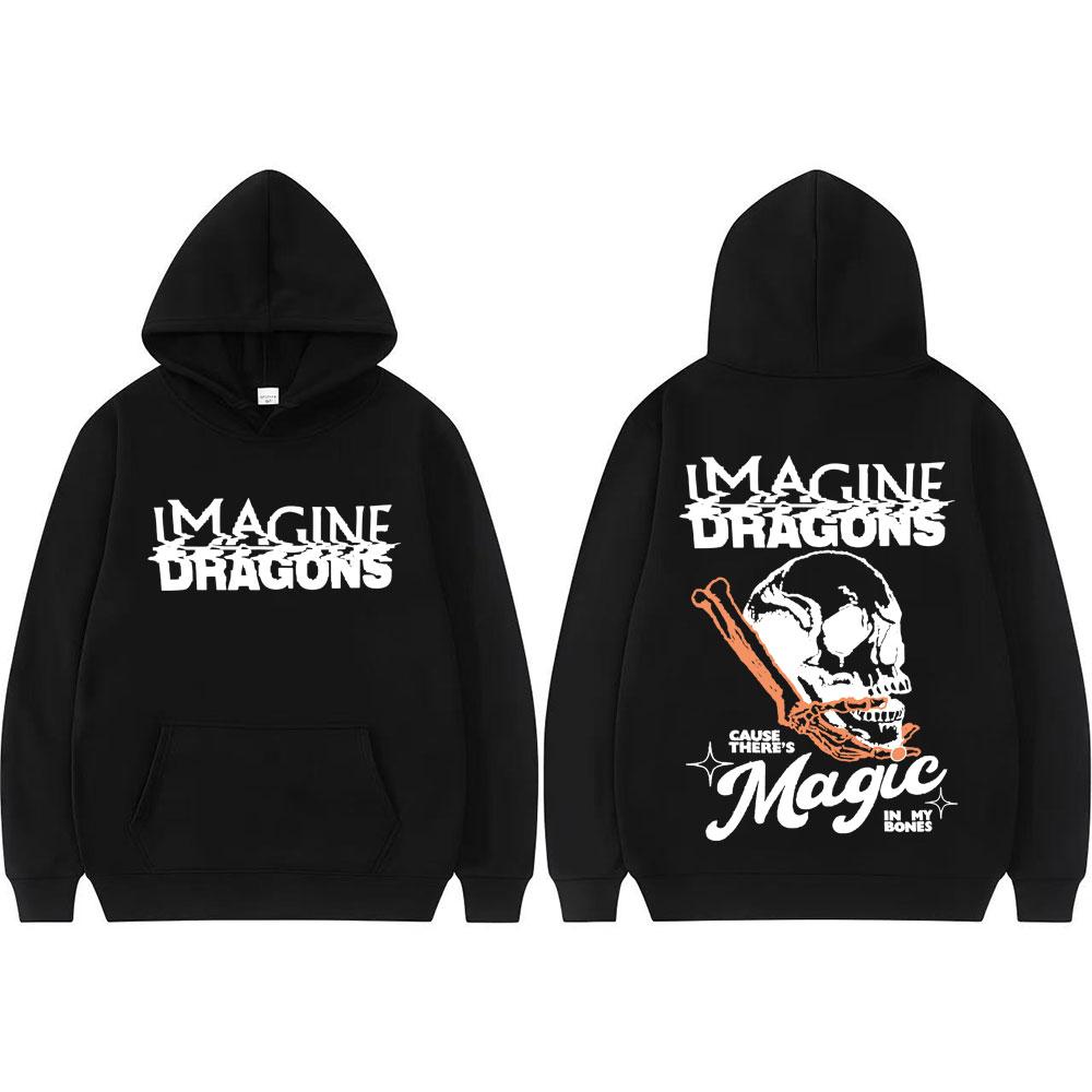 Imagine Dragons Loom World Tour 2025 Skull Sweatshirts Men Women Hip Hop Vintage Hoodies Long Sleeve Oversized Hoodie Streetwear
